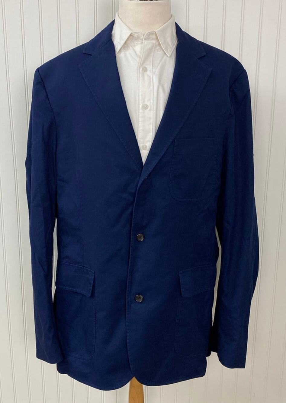 VTG 90s Polo Ralph Lauren unstructured 3-button navy canvas blazer jacket 2LT